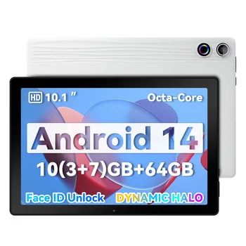 Tablet PC Android 14 A10 da 10 pollici | 10 GB di RAM + 64 GB di ROM | Stoccaggio espandibile da 1 TB | Batteria da 5000 mAh | Doppia fotocamera | WiFi 6 | Viso 1