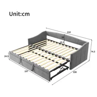 Диван-кровать 2-в-1, кровати DAY, 90/180x200 см, складной диван-кровать, выдвижная кровать, бархат, без матраса — изображение 5