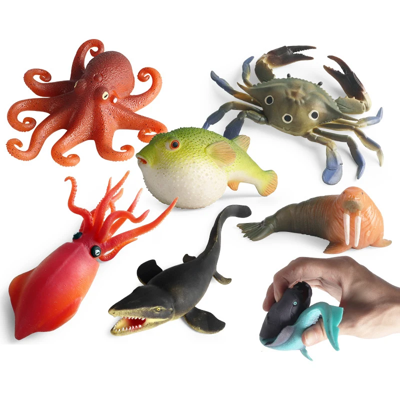 2022 New Simulation Marine Life Animal TPR Squishies Antistress Stress Relief Fidget Toy Squishy Stressball For Kids Adults
