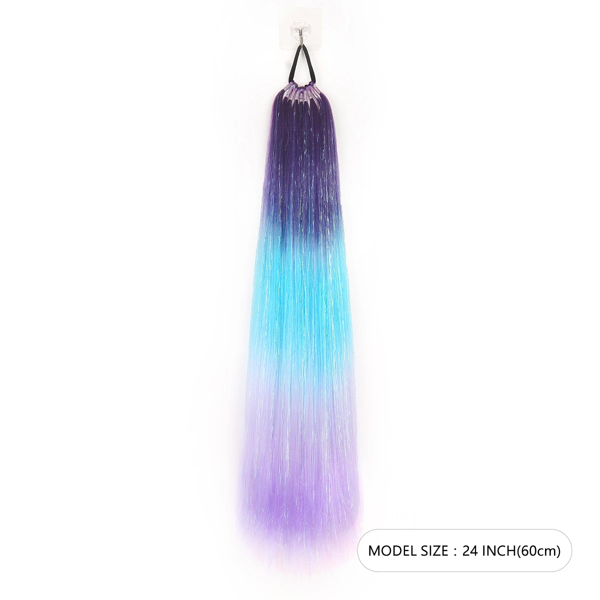 DIY Ombre Hair Extensions Hair Tinsel 22 Inch Ponytail Extension For Braiding On Tie Loose Tinsel Straight