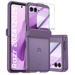 Ultimate Protective Phone Case - Military - Grade, 3 - Layer Shockproof Design with Hinge & Screen Protection - Black - Motorola Razr 50 (PURPLE)