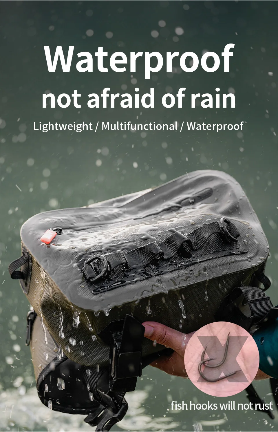 Description Picture 6 of itemLINNHUE Fishing Tackle Waterproof Bag Outdoor Waist Fanny Pack Capacity Crossbody Bag Fishing Lures Line Box Storage Accessories