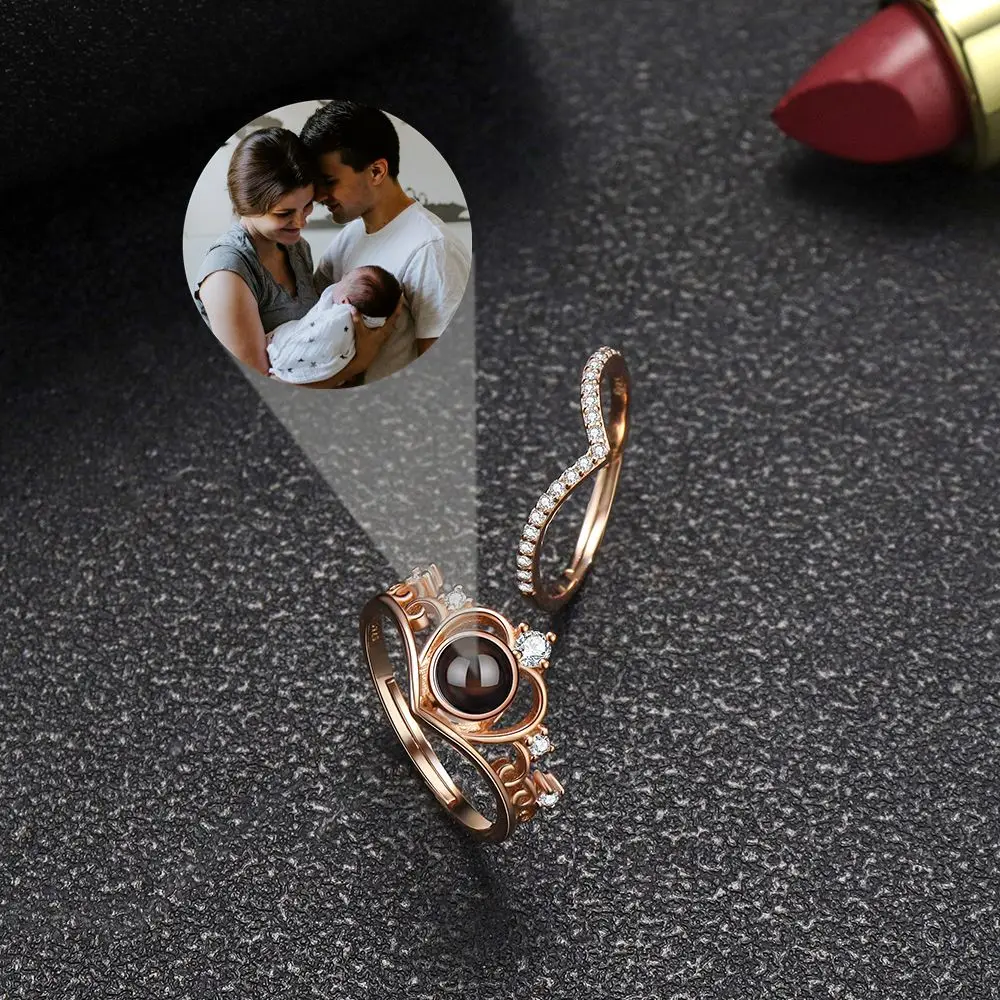Custom Projection Photo Ring Personalized Photo Ring for Women Wife Girlfriend Men Couple Birthday Gift Jewelry Anniversary