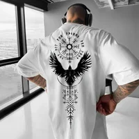 Men simple elegant large pattern 3D printed short sleeve Harajuku vintage street style short sleeve oversized round neck T-shirt 2