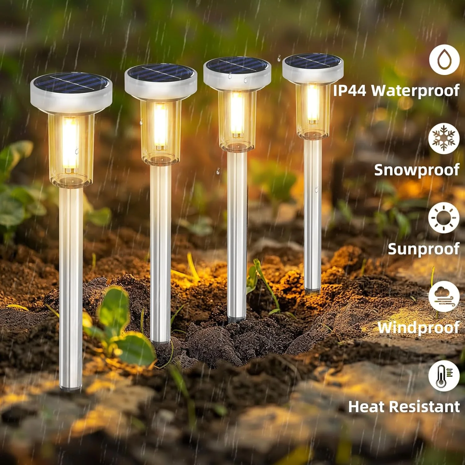 Solar Lawn Lights Outdoor Waterproof Warm White for Landscape Passage Courtyards Gardens