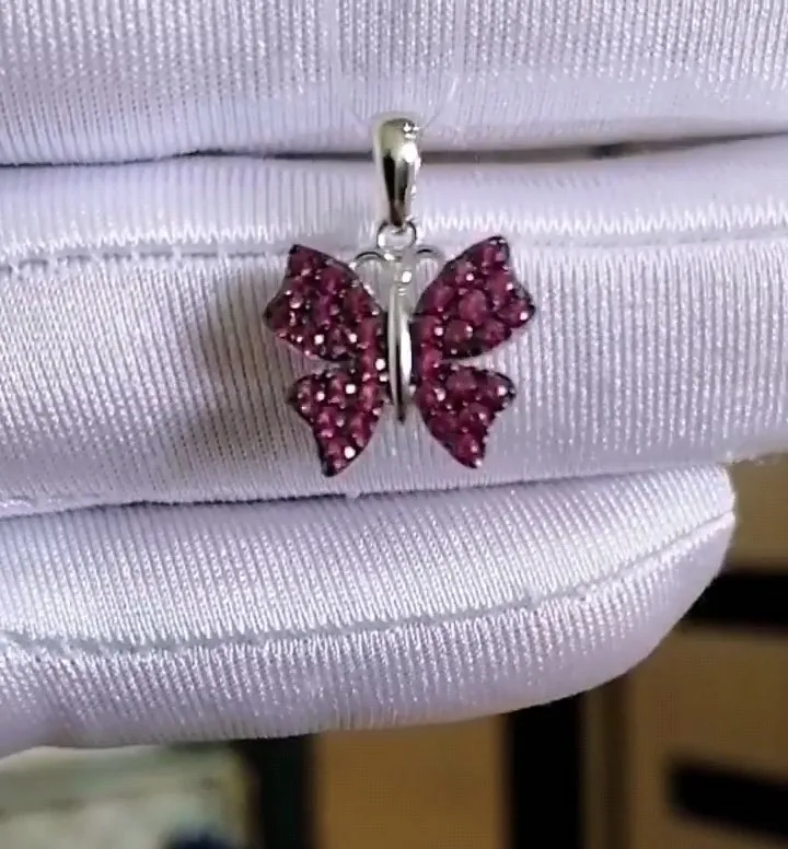 S925 Pink Sapphire Butterfly Necklace for Women photo review