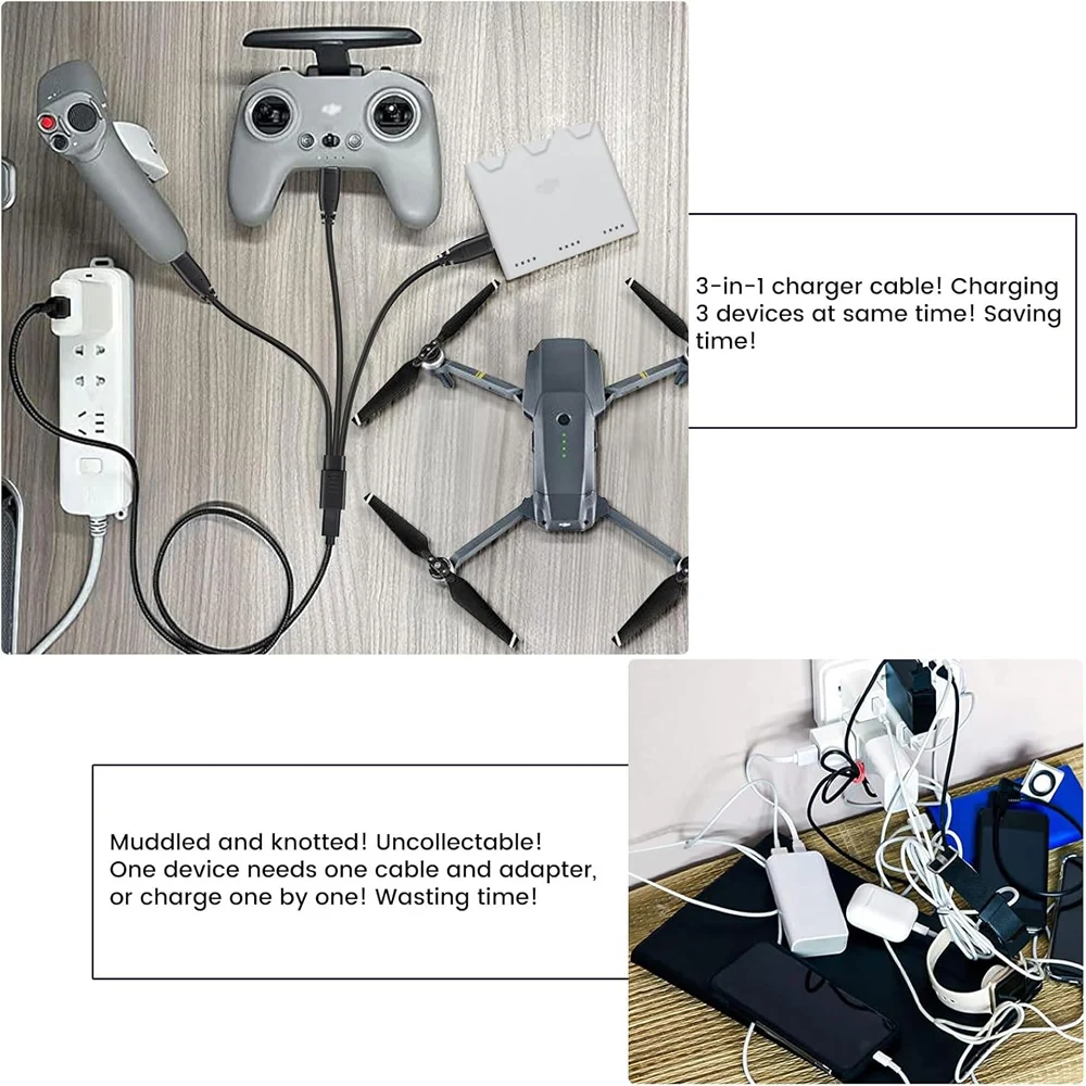 USB C Splitter Cable Type-C Male Female Extension Cord 1 to 3/4/6 Port Type C / Micro USB / IOS Multiple Devices Charging Cable