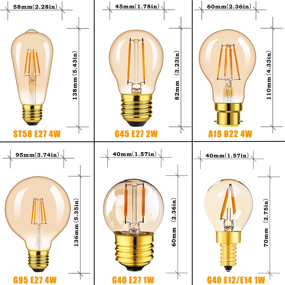 Foco LED G95 12W Luz Amarilla