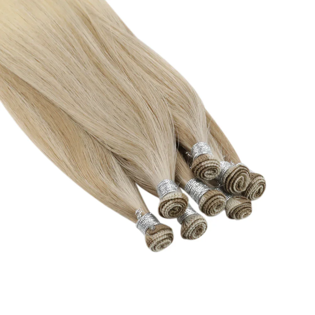 LaaVoo Virgin Hand Tied Hair Weft Human Hair Extensions 10G&15G 14-24inch 100% Real Straight Human Bundles human hair extensions