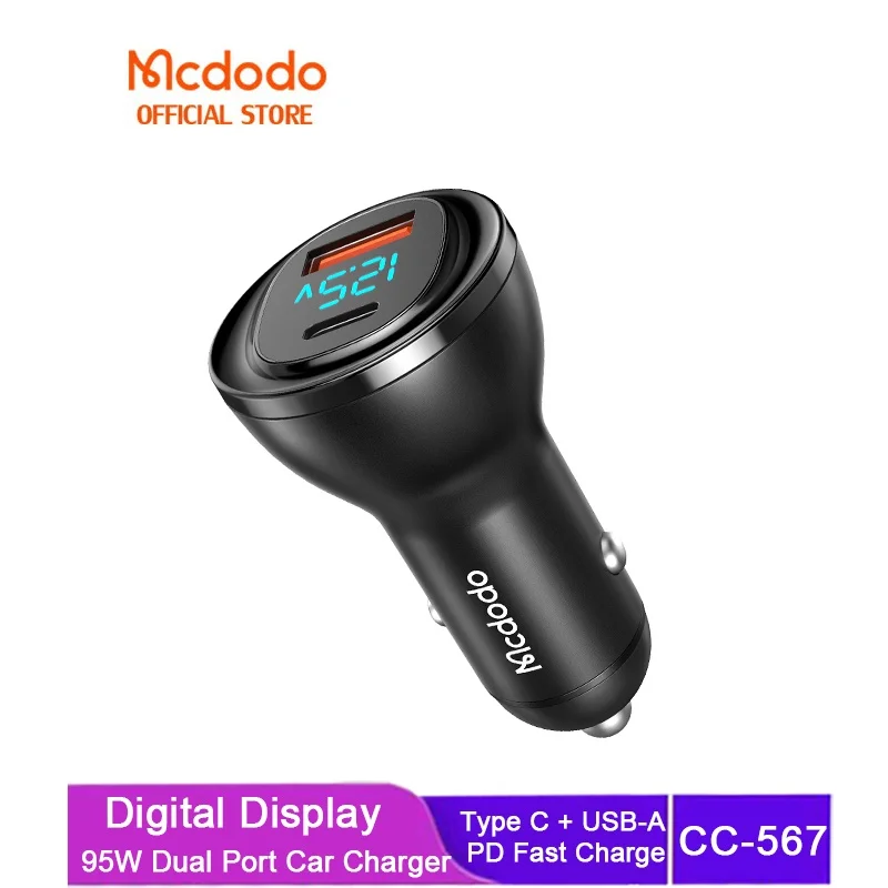 

Mcdodo 95W Car charger（PD 65W +QC 30W）Compatible WITH PD3.0 FCP SCP AFC QC3.0 quick charging car charger CC-567