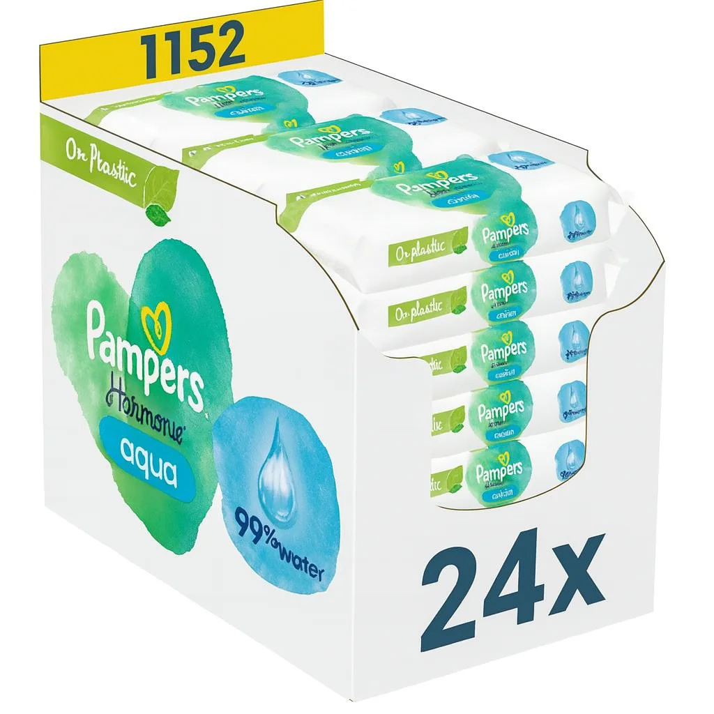Pampers Harmonie Aqua chusteczki 24x48szt z Polski za $28.56 / ~105zł