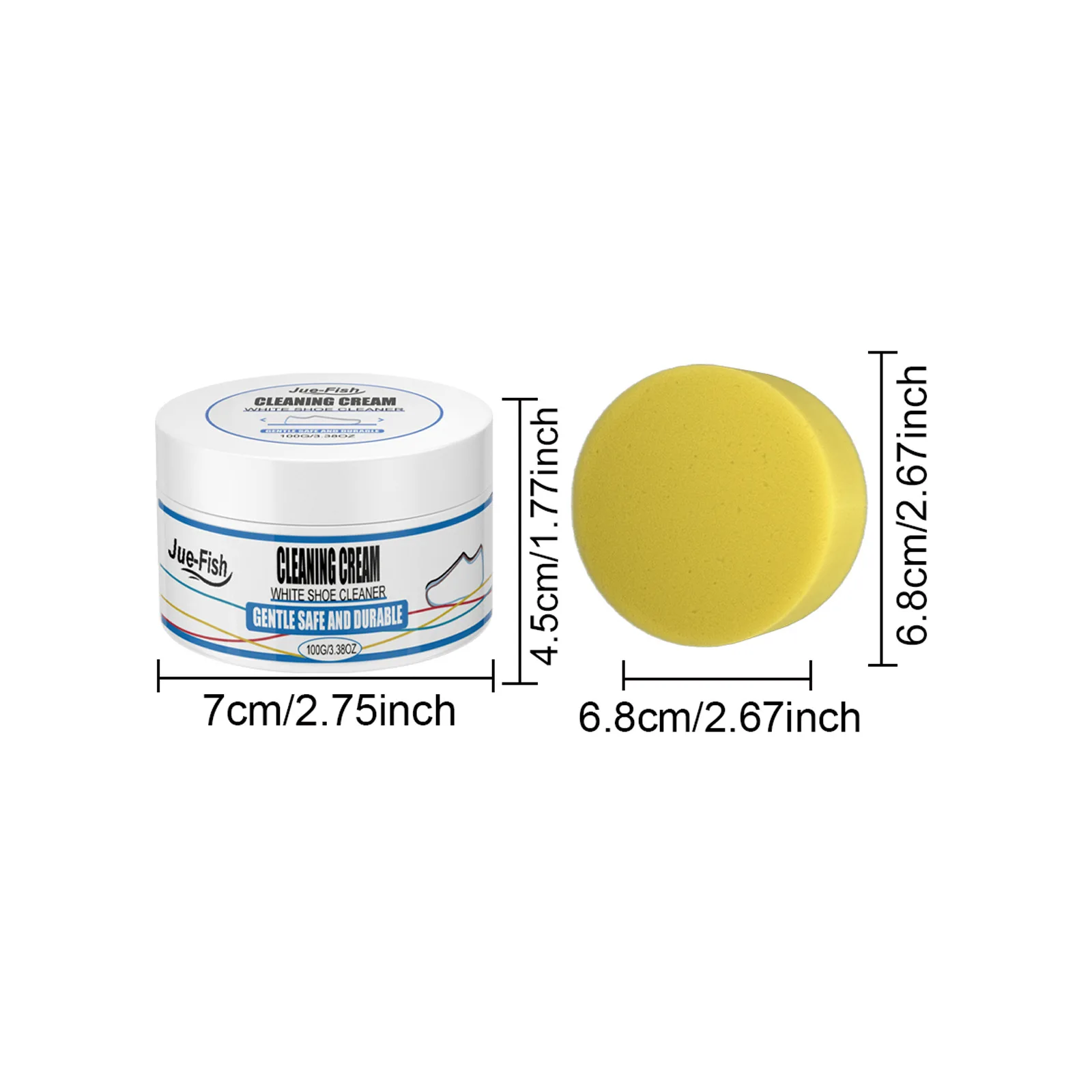 Jue Fish 100g White Shoes Cleaning Cream Stains Remover Multi-Functional Whitening Sneaker Shoe Cleansing Cream With Wipe Sponge