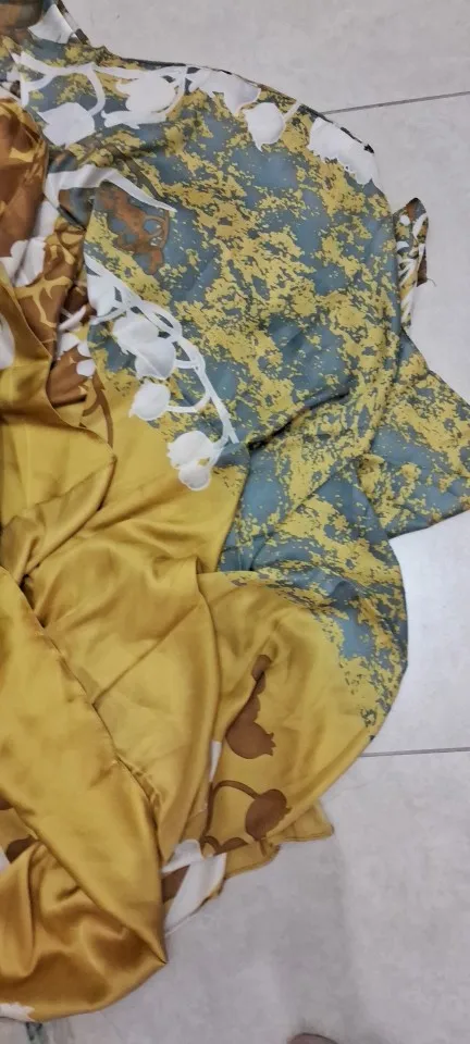 Elegant Long Headband Yellow Floral Silk Scarf photo review