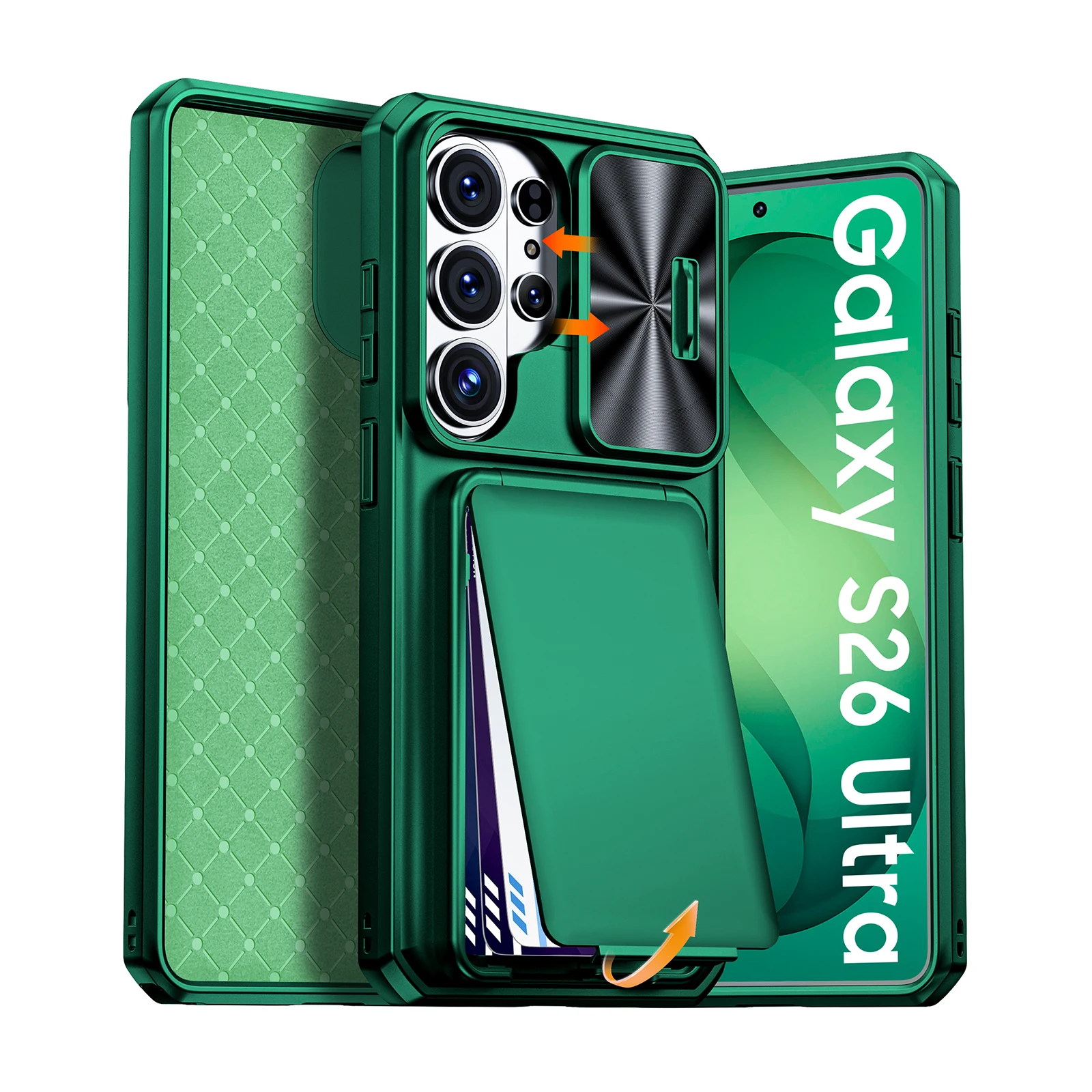 Green RFID Blocking Shockproof Phone Case with Camera Protection
