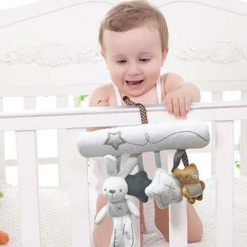 New Hanging Baby Crib Rabbit Rattle Safety Seat Plush Toy Multifunctional Baby Sleep Companion Hanging Decoration Gift 1