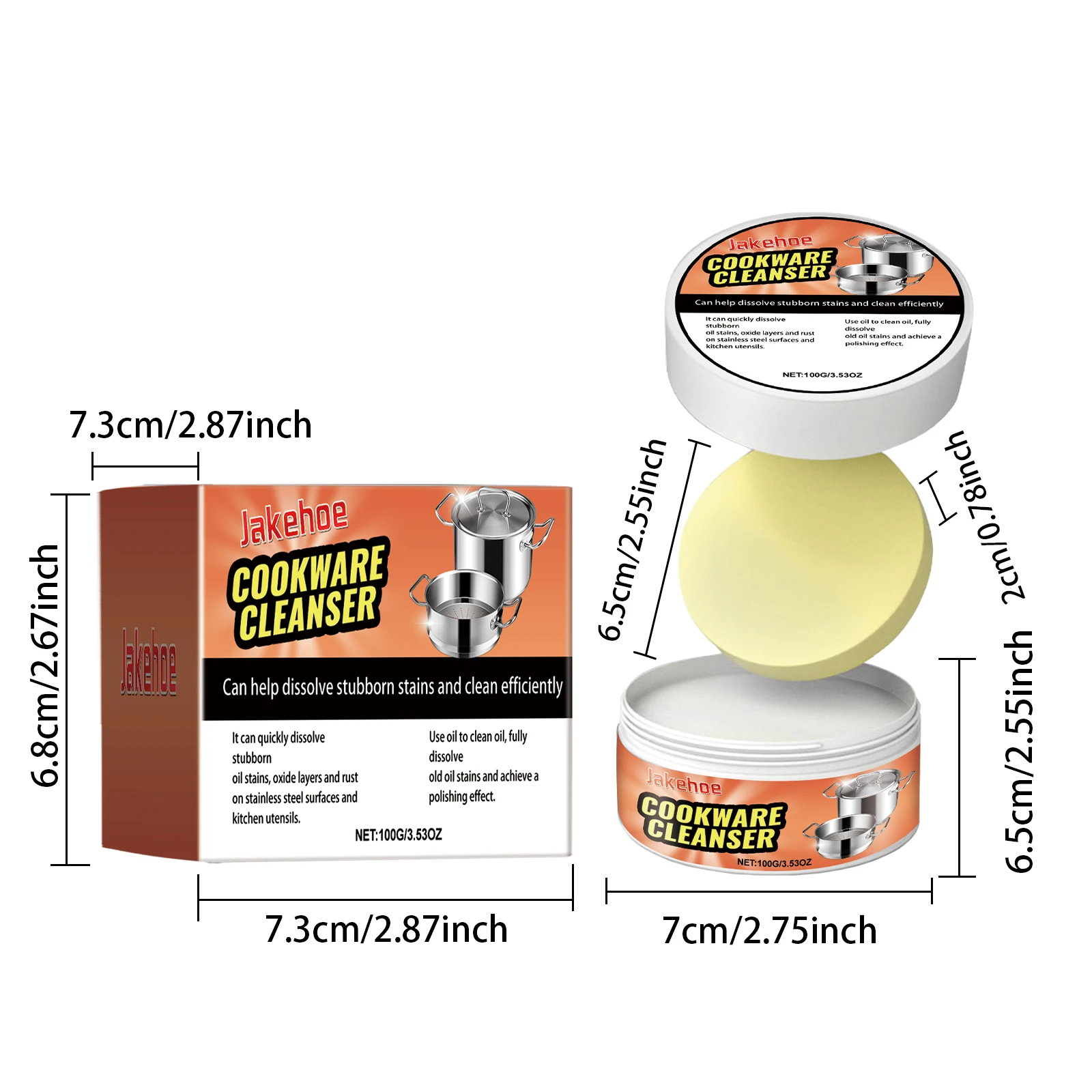 Jakehoe Cookware Cleaner Cream Rust Remove Polishing Reduce Stubborn Black Stains Stainless Steel Restore Bright Cleaning Balm