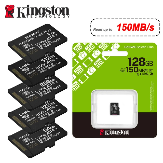 Original Kingston Micro SD Card U3 V30 A2 128Gb 256Gb 512Gb MicroSD Card 64G 1T Adapter Max 150Mb Flash TF Card UAV Camera Phone 1