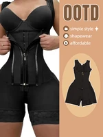 Women's Lace-Trimmed Shapewear Bodysuit - Tummy Control Corset with Adjustable Straps & Zipper, Black, Comfortable 2