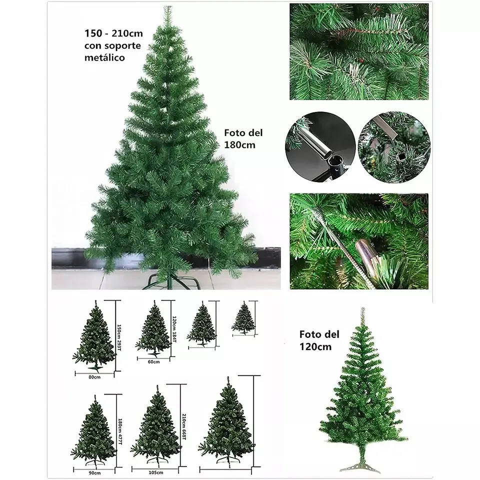 Árbol de Navidad Artificial PET. Enviado desde España, Árbol artificial navideño, Árbol de Hoja PVC, Árbol verde Navidad,  60cm 90cm 120cm 150cm