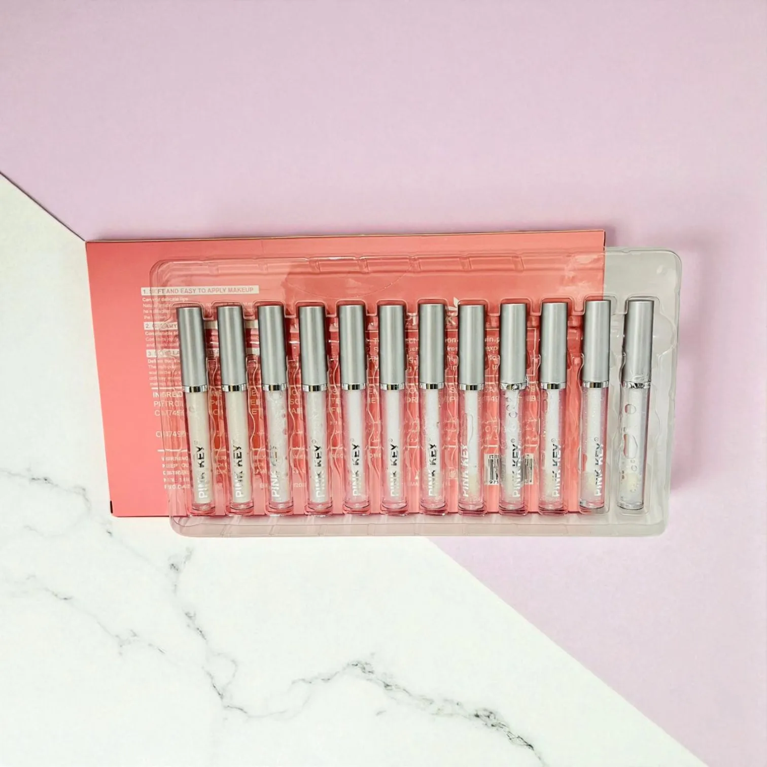 PINK KEY Set 12 Lip Glaze Aceite Hidratante Para Labios Jelly Wow Con Frutos Del Bosque, Brillo Labial Transparente Hidratante, Cuidado De Labios Voluminizador Y No Pegajoso, Acabado Brillante, Extracto De Fresa