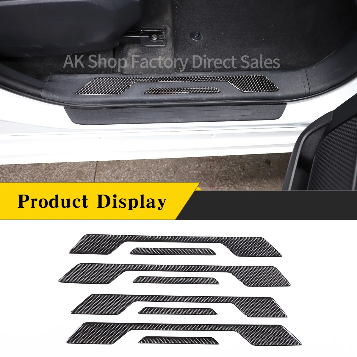 

For Toyota Tundra 2022-2023 Real Carbon Fiber（Soft） Car Built-in Door Sill Welcome Pedal Decorative Cover Sticker Accessories