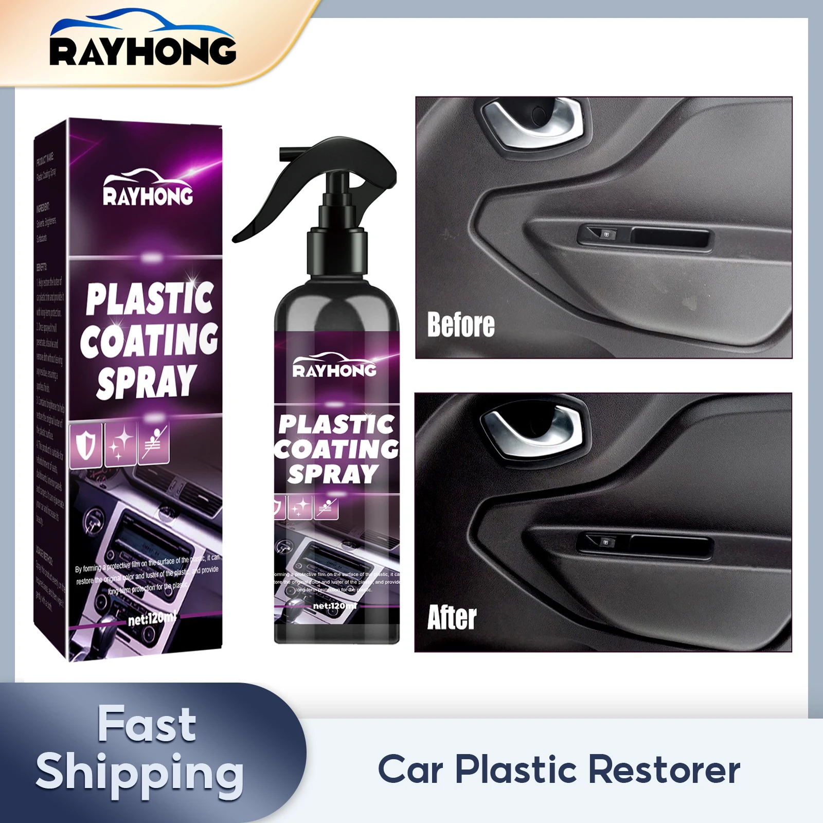 

Car Plastic Restorer Back to Black Gloss Auto Polish Exterior Rubber Part Renovator Leather Coating Restoration Interior Cleaner