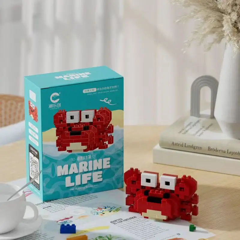 חיי הים החדשים מיניאטוריים לבניית קוביות צב ים רוצח וויל בלוגה וויל וולרוס פינגווין צעצועים לחינוך מתנת חג המולד