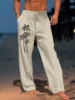 New Coconut Tree Graphic Prints Streetwear Hawaiian Designer Men's Trousers Summer Pants Beach Pants Drawstring Casual Trousers 3