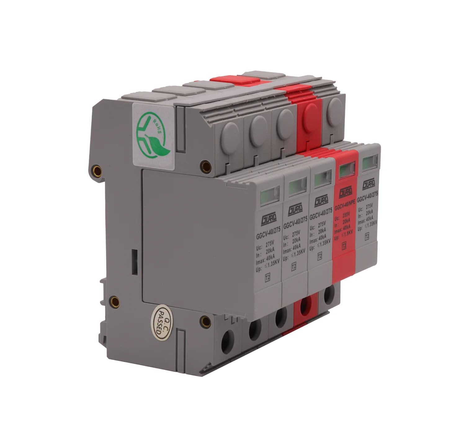 AC SPD 4P+NPE 20KA~40KA 275VAC 255AC 4+1 Surge Protector Indoor Surge Protection Device Safe Power Low Voltage Arrester