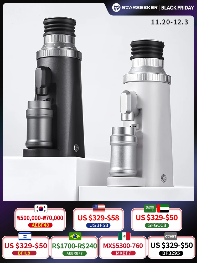 STARSEEKER EDGE63 Electric Coffee Grinder 63mm Cone Burr Espresso Brew Stepped Fineness Adjustment Bean Grinder Plasma Black