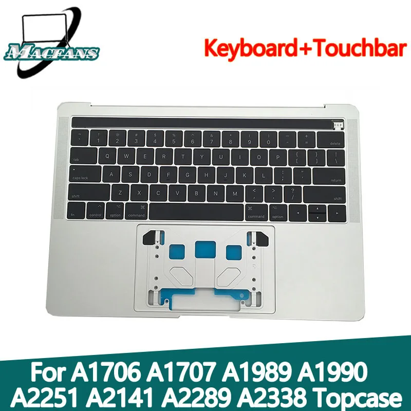 Portátil A1706 A1707 Topcase para Macbook Pro A1989 A1990 A2141 A2251 A2289 A2338 Case Superior Eua Reino Unido Teclado com Touchbar Prata Cinza