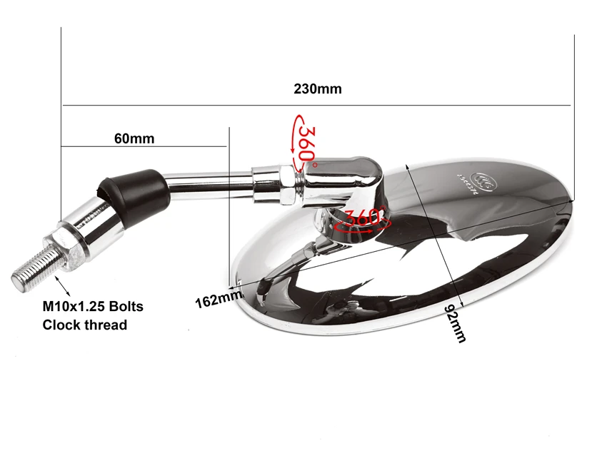 Oval Retro Mirror 10mm Motorcycle Chrome Rearview Side Mirrors Universal For Yamaha Cafe Racer Chopper Motorcycle Ac
