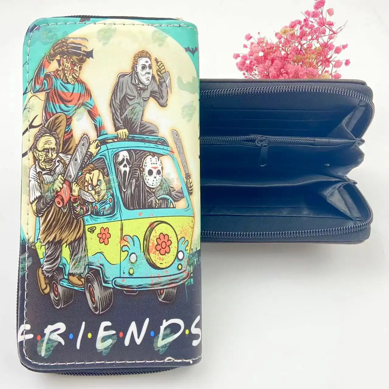 

New Horror Wallet Stitch PU Long Print Wallet Women cool Zipper Wallet Fashion Printing Money Clip Clutch Bag High Capacity Purs