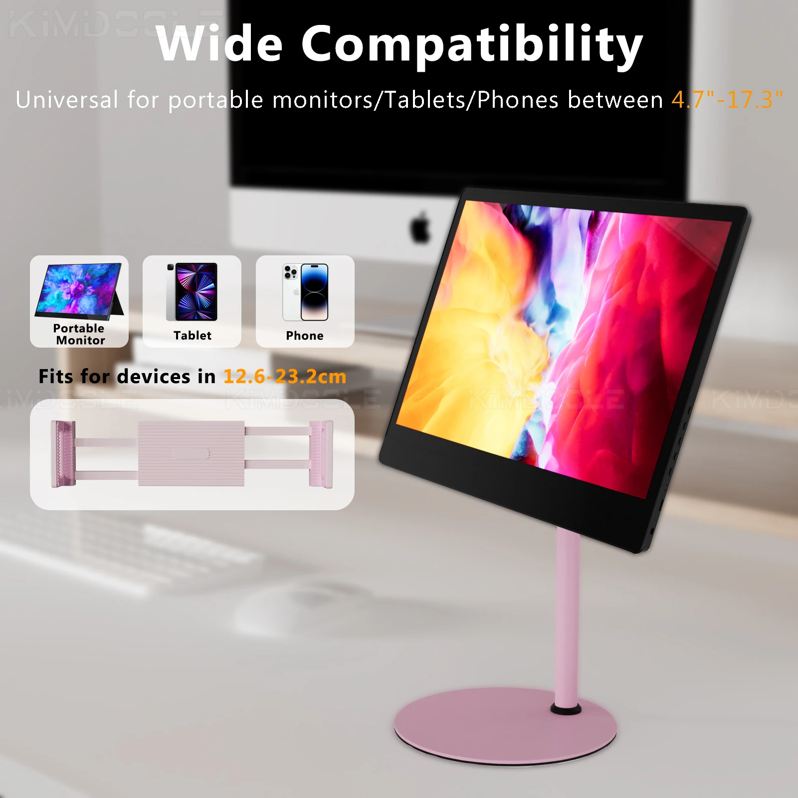 Kimdoole-altura Ajustável Vesa Monitor Stand Tablet Portátil em pé Baixo Perfil Desk Mount até 18 - Imagem 2