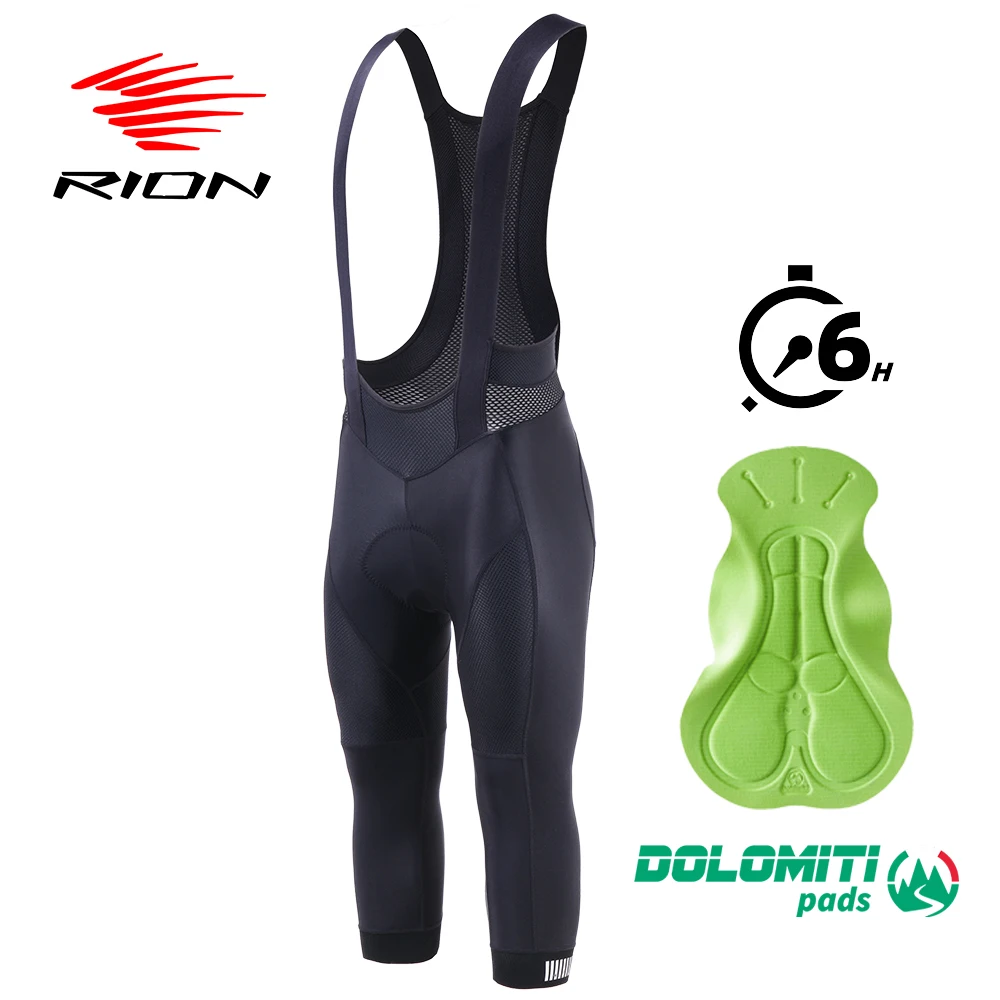 RION 3/4 pantaloncini da ciclismo uomo pantaloni MTB Pro pantaloncini da motociclista da strada pantaloncini con bretelle collant da bicicletta imbottiti interfaccia elastica moto 6H 7H