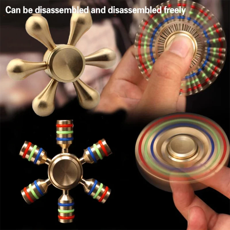 Metall Regenbogen Spinner Kupfer Lager Spinner Messing Zappeln Spinner für Autismus Erwachsenen Anti Stress Stress Hand Spinner Spielzeug Spiner