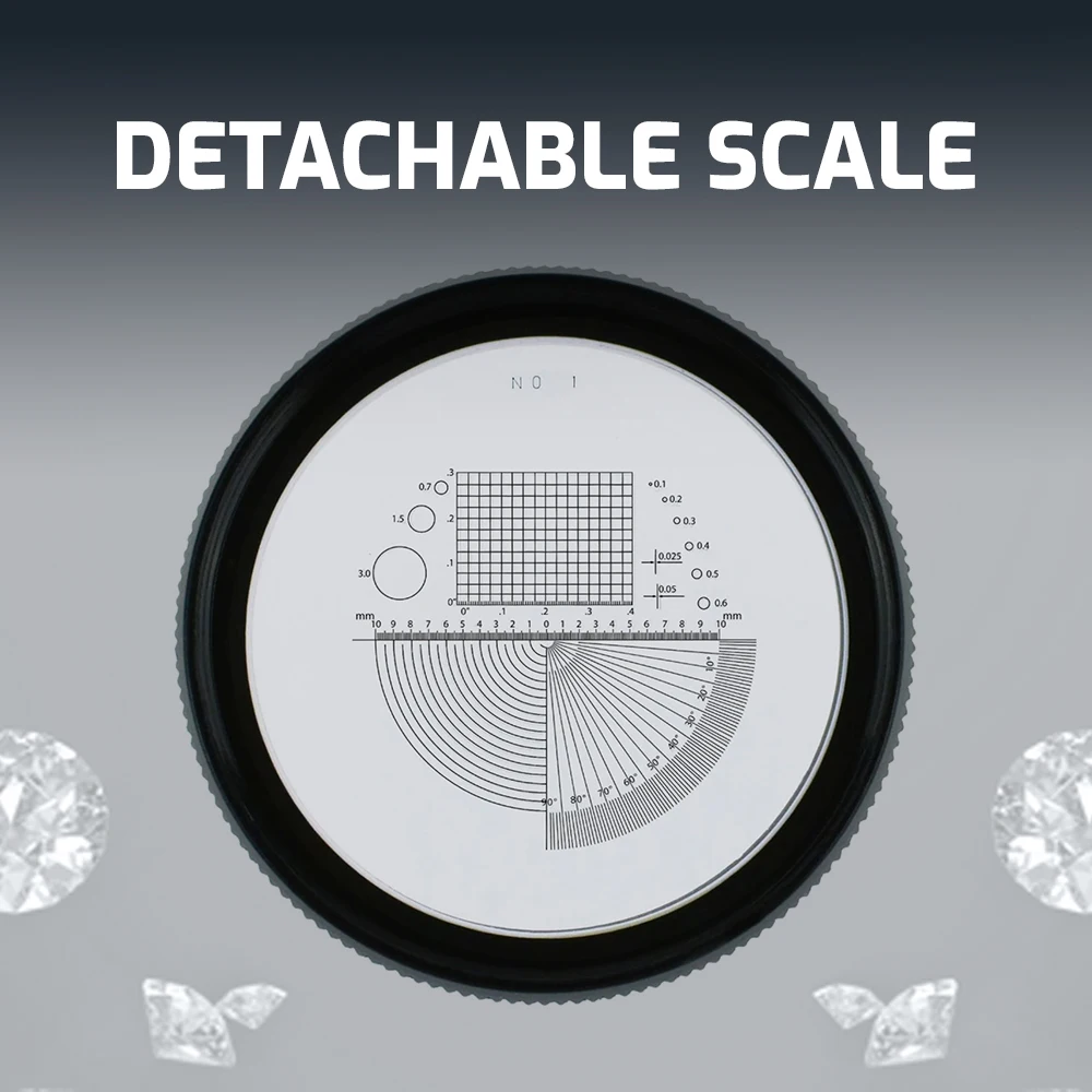 15배율 충전식 LED 광학 확대경, 6개 LED 조명이 있는 20mm 스케일 차트가 있는 보석 감정가, 수집가용 도구