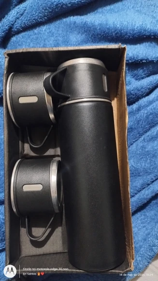 Kit Garrafa Térmica Conjunto Frasco A Vácuo 500ml Com 3 Xícaras photo review