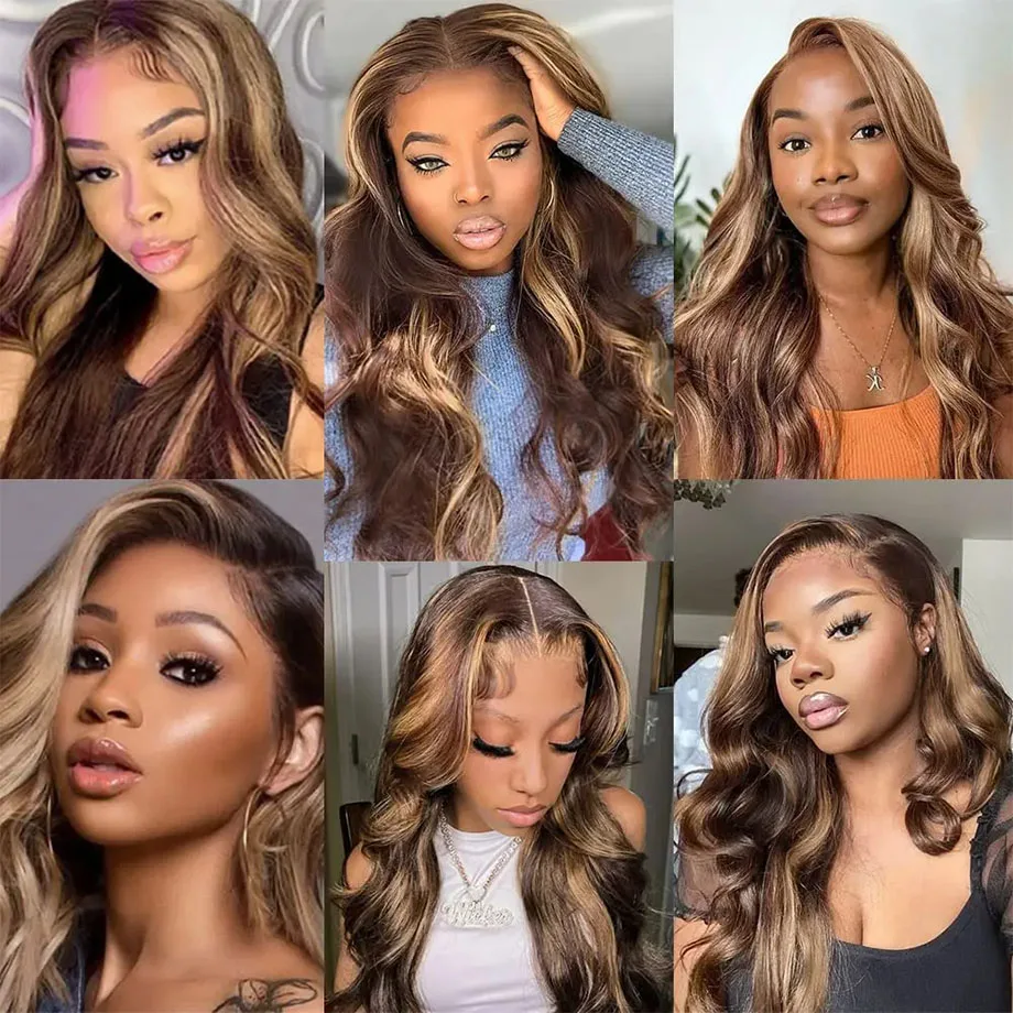 Body Wave Highlight Wigs Human Hair 13x4 13x6 Lace Frontal Wig Brazilian Colored Human Hair Wigs For Women Loose Deep Wave Sale 5