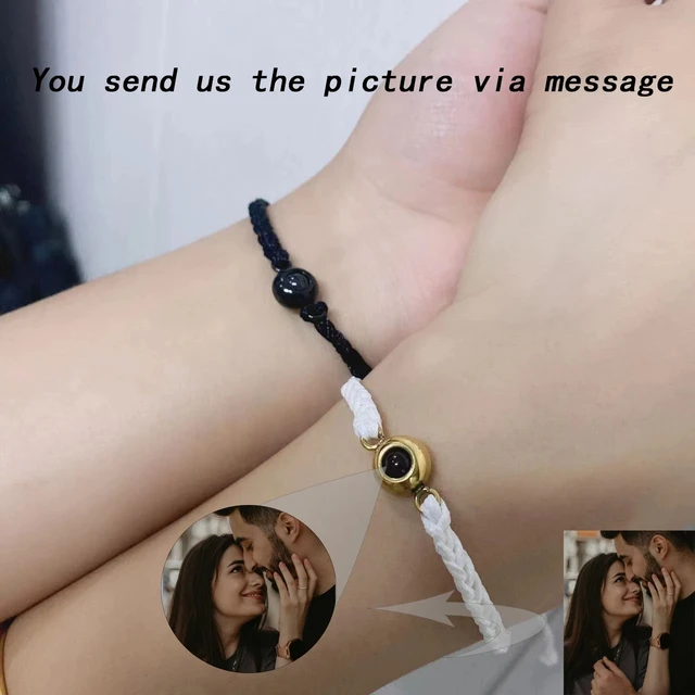 Custom Photo Bracelet for Couples Personalized Projection Bracelet  Customized Photo Projection Bracelet Adjustable Handmade Braided Rope Wrist  Bangle