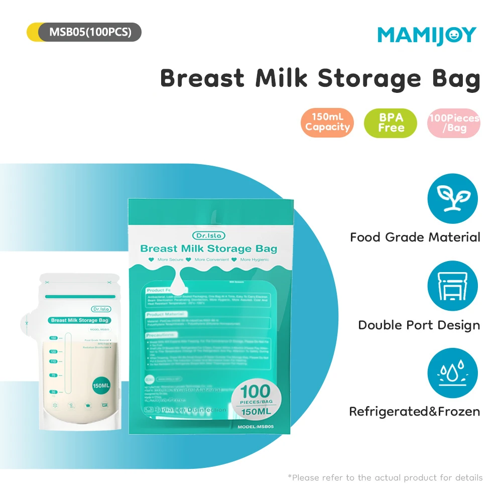 MAMIJOY 100PCS 모유 저장 가방 150ML 일회용 소용량 냉동 우유 저장 가방 안전한 수유 가방 BPA-FREE MSB05