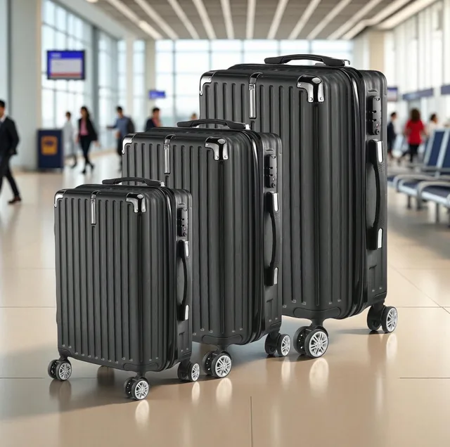 Rosahqnda 3 pièces TSA Lock ABS noir valise rigide boîtier de chariot M/L/XL ensemble 1