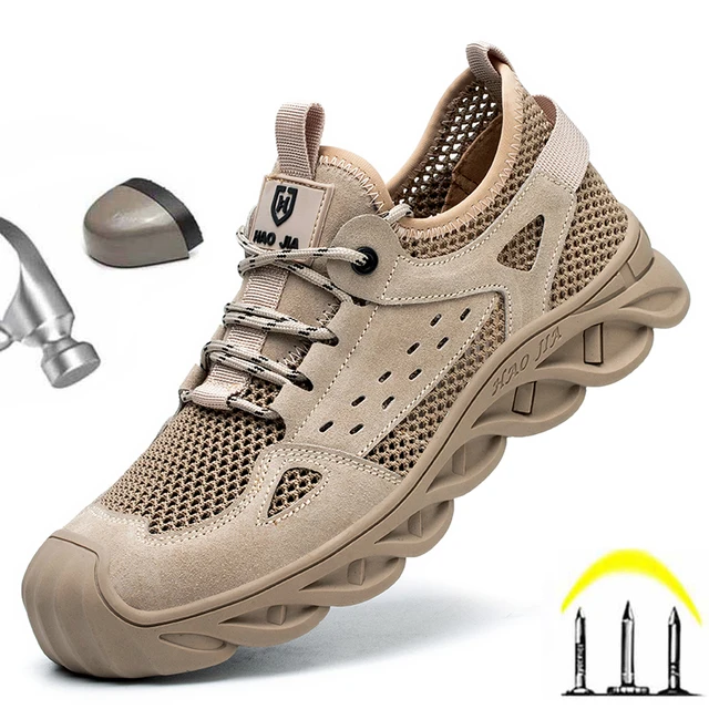 Мужские безопасные рабочие дышащие ботинки со стальным носком, мужские рабочие ботинки, сетчатые рабочие кроссовки, непрокалываемые легкие защитные ботинки 2022 1