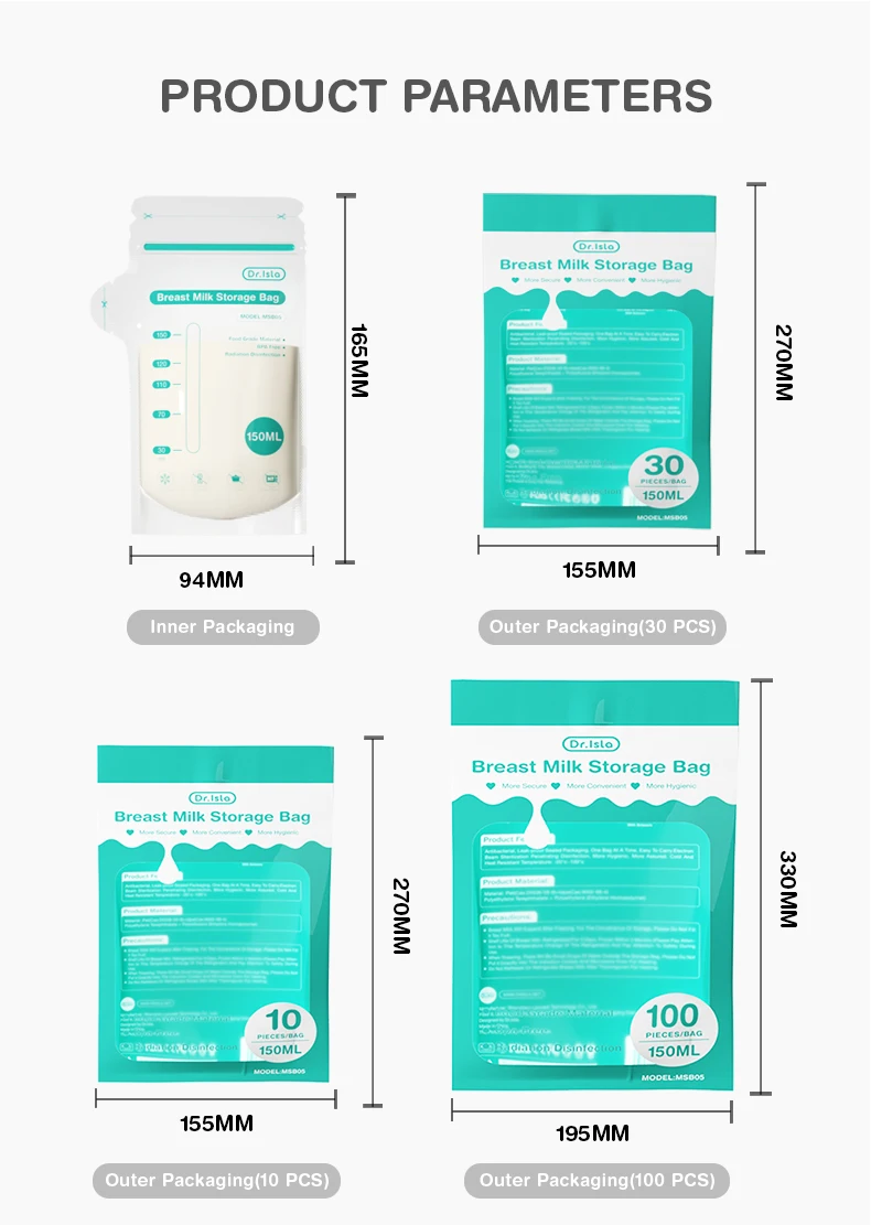 Leak-proof Night Breastfeeding Bags Large Capacity Sterile Milk Storage Bags Postpartum Breastfeeding Essentials Kit for Moms