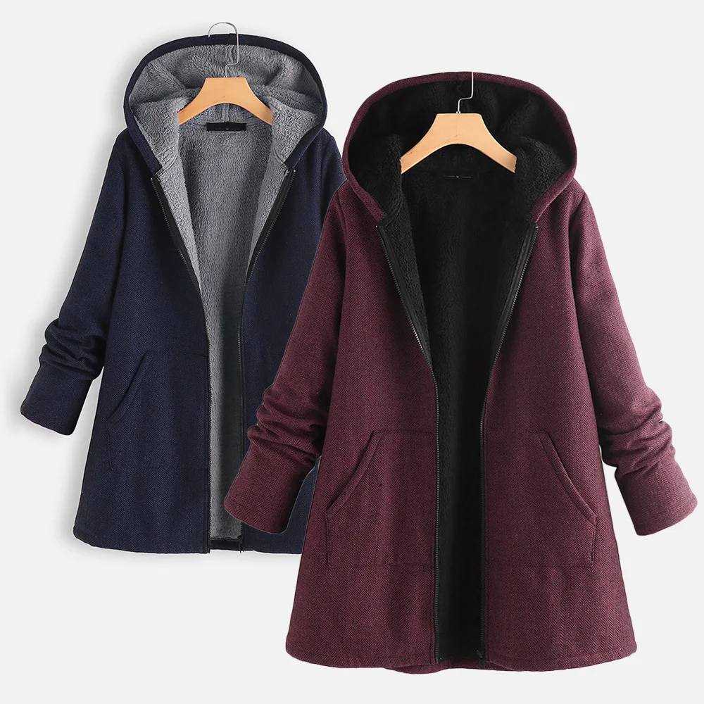 Autumn Winter Maternity Clothes Solid Hooded Jacket Coat Casual Female Women Long Sleeve Warm Thick Trench Coat Hoodies Overcoat