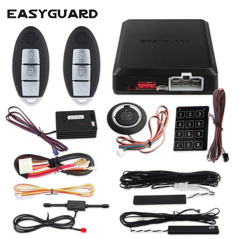 Easyguard Smart Key Keyless Entry Car Alarm System Auto Start Push Button Start With Shock