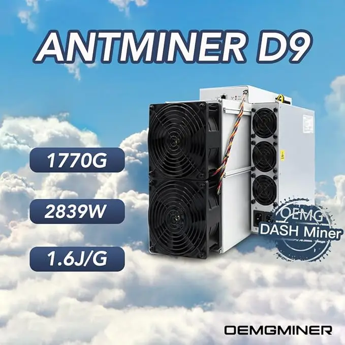 

PROMO SALES Bitmain Antminer Dash Miner D9 Hashrate 1770G/s Power 2839W Bulid-in PSU