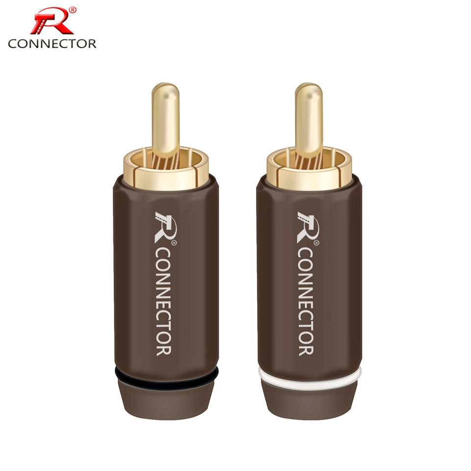1Pair Gold Plated Plug RCA Male Connector, Support Cable Up to 6mm,RCA HIFI Terminal Phono Connector