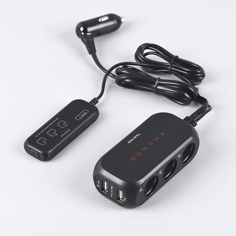 RHUNDO 3 Way Cigarette Lighter Socket Splitter Three Port 12V DC Power