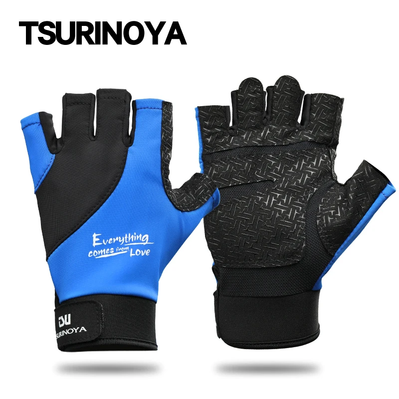 Fingerless Gloves Fishing Gloves TSURINOYA Summer Half Finger Gloves Outdoor Sport Fishing Gloves Quick Dry Breathable Sun Protection Anti-slip Thin